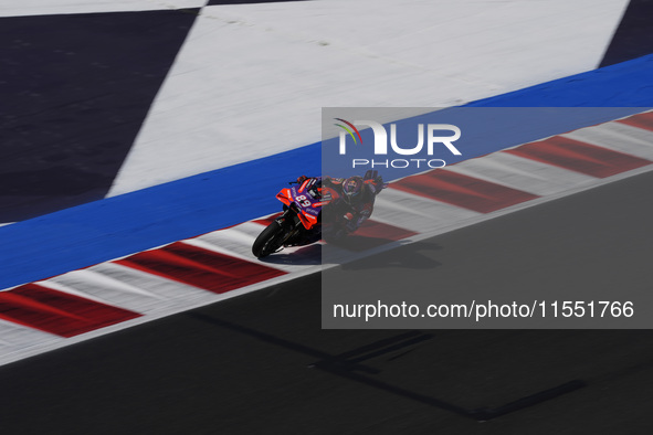 Jorge Martin of Spain and Prima Pramac Racing rides on track during Free Practice of MotoGP Of San Marino at Misano World Circuit in Misano...