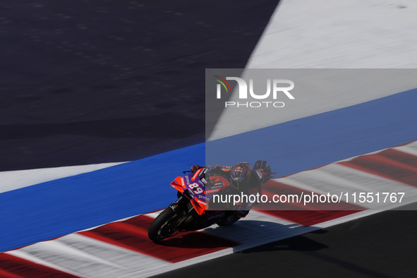 Jorge Martin of Spain and Prima Pramac Racing rides on track during Free Practice of MotoGP Of San Marino at Misano World Circuit in Misano...