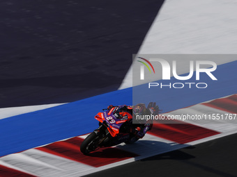 Jorge Martin of Spain and Prima Pramac Racing rides on track during Free Practice of MotoGP Of San Marino at Misano World Circuit in Misano...