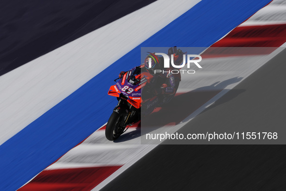 Jorge Martin of Spain and Prima Pramac Racing rides on track during Free Practice of MotoGP Of San Marino at Misano World Circuit in Misano...