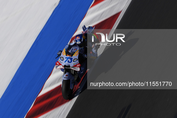 Alex Marquez of Spain and Gresini Racing MotoGP rides on track during Free Practice of MotoGP Of San Marino at Misano World Circuit in Misan...