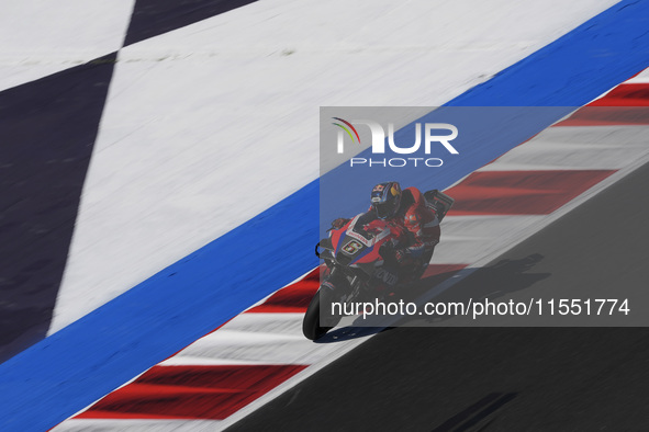 Stefan Bradl of Germany and the HRC Test Team rides on track during Free Practice of MotoGP of San Marino at Misano World Circuit in Misano...