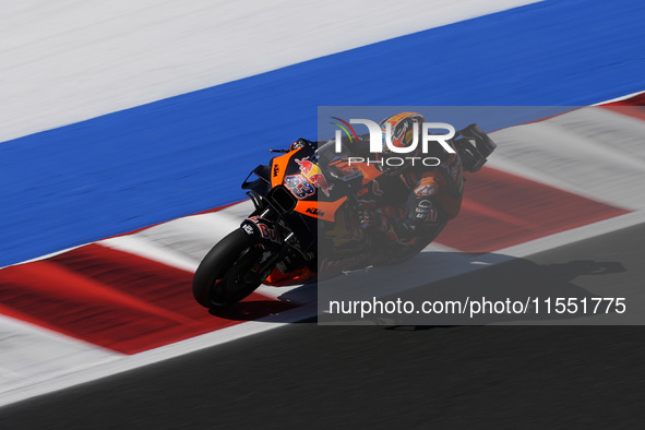 Jack Miller of Australia and Red Bull KTM Factory Racing rides on track during Free Practice of MotoGP Of San Marino at Misano World Circuit...