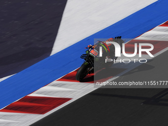 Fabio Quartararo of France and Monster Energy Yamaha MotoGP rides on track during Free Practice of MotoGP of San Marino at Misano World Circ...