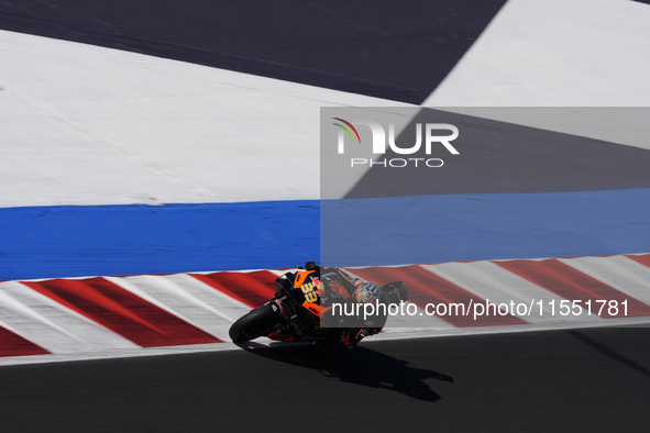 Brad Binder of South Africa and Red Bull KTM Factory Racing rides on track during Free Practice of MotoGP of San Marino at Misano World Circ...