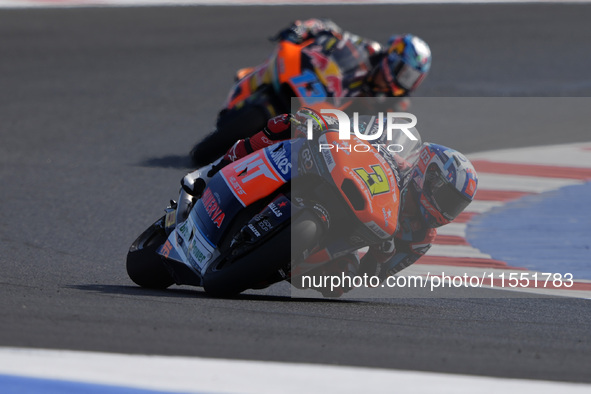 Sergio Garcia of Spain and MT Helmets - MSI participates in Moto2 Free Practice of MotoGP of San Marino at Misano World Circuit in Misano Ad...