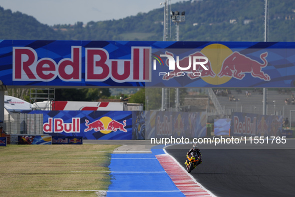 Tony Arbolino of Italy and the ELF Marc VDS Racing Team rides on track during Moto2 Free Practice of MotoGP Of San Marino at Misano World Ci...