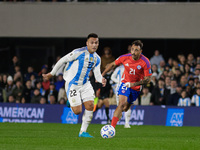 Lautaro Martinez of Argentina and Matias Catalan of Chile are in action during the FIFA World Cup 2026 Qualifier match between Argentina and...