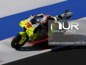 Marco Bezzecchi of Italy and Pertamina Enduro VR46 Racing Team rides on track during Free Practice of MotoGP Of San Marino at Misano World C...