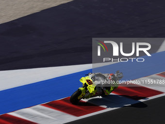 Fabio Di Giannantonio of Italy and Pertamina Enduro VR46 Racing Team rides on track during Free Practice of MotoGP Of San Marino at Misano W...