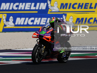 Franco Morbidelli of Italy and Prima Pramac Racing rides on track during Free Practice of MotoGP of San Marino at Misano World Circuit in Mi...