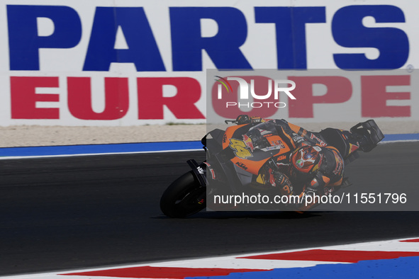 Pol Espargaro of Spain and Red Bull KTM Factory Racing rides on track during Free Practice of MotoGP of San Marino at Misano World Circuit i...