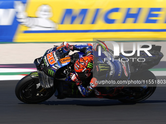 Fabio Quartararo of France and Monster Energy Yamaha MotoGP rides on track during Free Practice of MotoGP of San Marino at Misano World Circ...