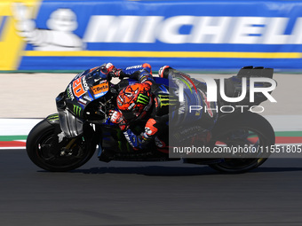 Fabio Quartararo of France and Monster Energy Yamaha MotoGP rides on track during Free Practice of MotoGP of San Marino at Misano World Circ...