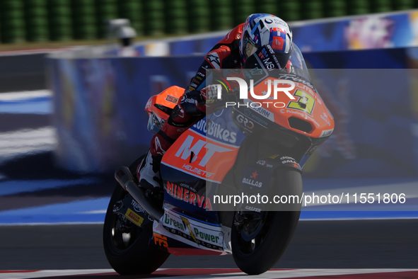 Sergio Garcia of Spain and MT Helmets - MSI participates in Moto 2 Free Practice of MotoGP of San Marino at Misano World Circuit in Misano A...