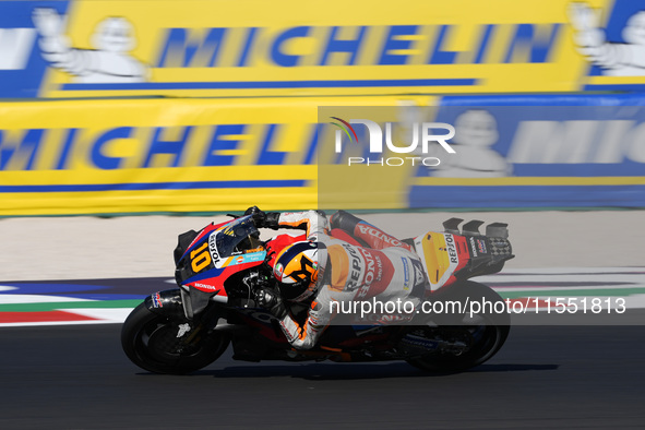 Luca Marini of Italy and Repsol Honda Team rides on track during Free Practice of MotoGP of San Marino at Misano World Circuit in Misano Adr...