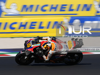 Luca Marini of Italy and Repsol Honda Team rides on track during Free Practice of MotoGP of San Marino at Misano World Circuit in Misano Adr...