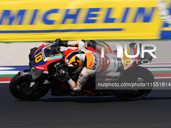 Luca Marini of Italy and Repsol Honda Team rides on track during Free Practice of MotoGP of San Marino at Misano World Circuit in Misano Adr...