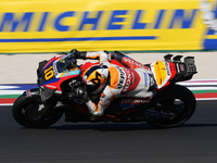 Luca Marini of Italy and Repsol Honda Team rides on track during Free Practice of MotoGP of San Marino at Misano World Circuit in Misano Adr...