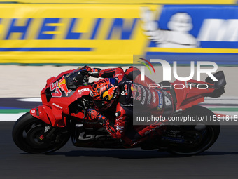 Augusto Fernandez of Spain and Red Bull GASGAS Tech3 rides on track during Free Practice of MotoGP of San Marino at Misano World Circuit in...