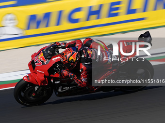 Augusto Fernandez of Spain and Red Bull GASGAS Tech3 rides on track during Free Practice of MotoGP of San Marino at Misano World Circuit in...