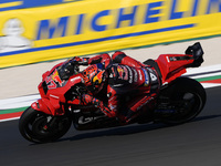 Augusto Fernandez of Spain and Red Bull GASGAS Tech3 rides on track during Free Practice of MotoGP of San Marino at Misano World Circuit in...