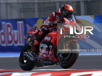 Francesco Bagnaia of Italy and Ducati Lenovo Team participates in Free Practice of MotoGP of San Marino at Misano World Circuit in Misano Ad...