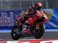 Francesco Bagnaia of Italy and Ducati Lenovo Team participates in Free Practice of MotoGP of San Marino at Misano World Circuit in Misano Ad...