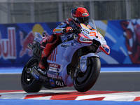 Marc Marquez of Spain and Gresini Racing MotoGP rides on track during Free Practice of MotoGP Of San Marino at Misano World Circuit in Misan...