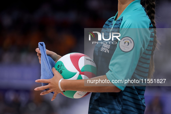 A detailed view of the Men's Sitting Volleyball Bronze Medal Match on day nine of the Paris 2024 Summer Paralympic Games at North Paris Aren...