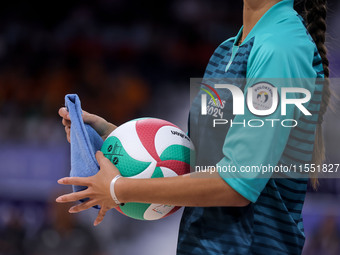 A detailed view of the Men's Sitting Volleyball Bronze Medal Match on day nine of the Paris 2024 Summer Paralympic Games at North Paris Aren...