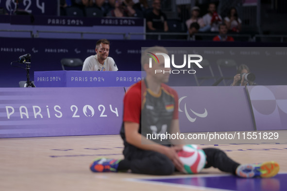 A detailed view of the Men's Sitting Volleyball Bronze Medal Match on day nine of the Paris 2024 Summer Paralympic Games at North Paris Aren...