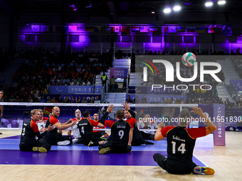 A detailed view of the Men's Sitting Volleyball Bronze Medal Match on day nine of the Paris 2024 Summer Paralympic Games at North Paris Aren...