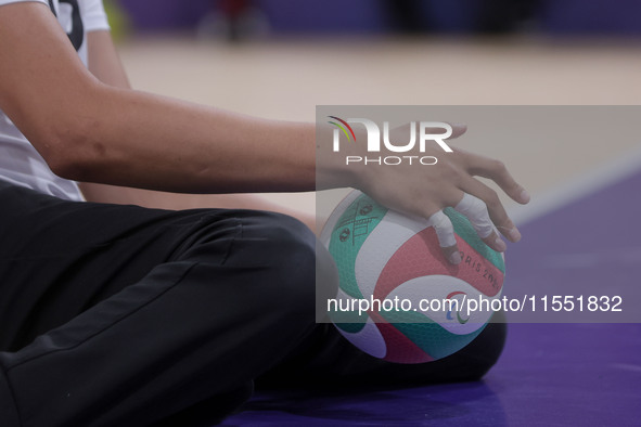 A detailed view of the Men's Sitting Volleyball Bronze Medal Match on day nine of the Paris 2024 Summer Paralympic Games at North Paris Aren...