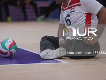 A detailed view of the Men's Sitting Volleyball Bronze Medal Match on day nine of the Paris 2024 Summer Paralympic Games at North Paris Aren...