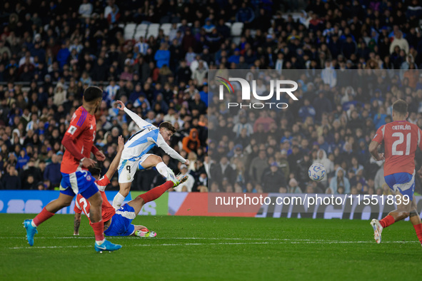 Julian Alvarez of Argentina is in action during the FIFA World Cup 2026 Qualifier match between Argentina and Chile at Estadio Mas Monumenta...