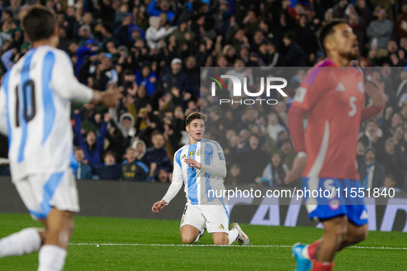 Julian Alvarez of Argentina is in action during the FIFA World Cup 2026 Qualifier match between Argentina and Chile at Estadio Mas Monumenta...