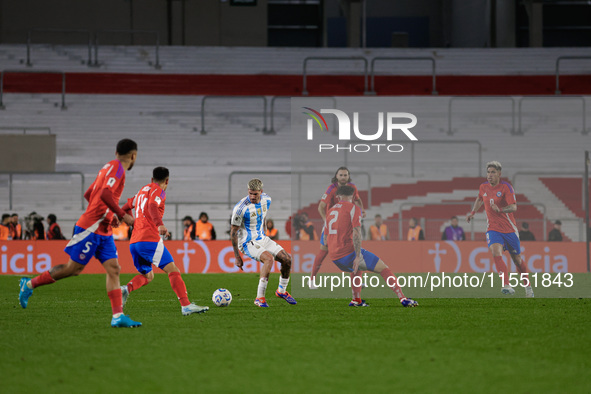 Rodrigo de Paul of Argentina is in action during the FIFA World Cup 2026 Qualifier match between Argentina and Chile at Estadio Mas Monument...