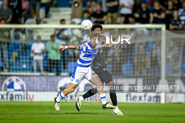 De Graafschap player Arjen van der Heide and FC Eindhoven player Terrence Douglas during the match De Graafschap vs. Eindhoven at Stadium De...