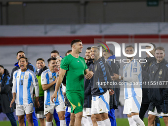 Argentina players gesture after the FIFA World Cup 2026 Qualifier match between Argentina and Chile at Estadio Mas Monumental Antonio Vespuc...