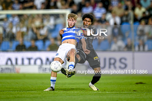 De Graafschap player Arjen van der Heide and FC Eindhoven player Terrence Douglas during the match De Graafschap vs. Eindhoven at Stadium De...