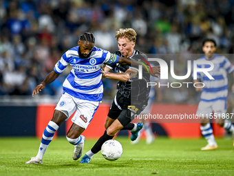 De Graafschap player Jeffry Fortes and FC Eindhoven player Hugo Deenen during the match between De Graafschap and Eindhoven at Stadium De Vi...