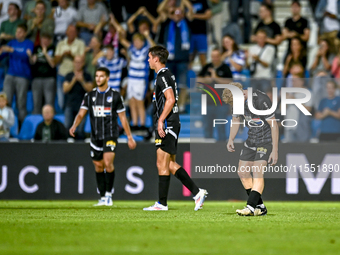 Players of FC Eindhoven are disappointed after the goal of De Graafschap player Tristan van Gilst, making the score 1-0, during the match De...