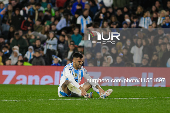 Nicolas Gonzalez gestures during the FIFA World Cup 2026 Qualifier match between Argentina and Chile at Estadio Mas Monumental Antonio Vespu...