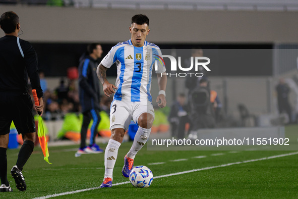 Lisandro Martinez of Argentina is in action during the FIFA World Cup 2026 Qualifier match between Argentina and Chile at Estadio Mas Monume...