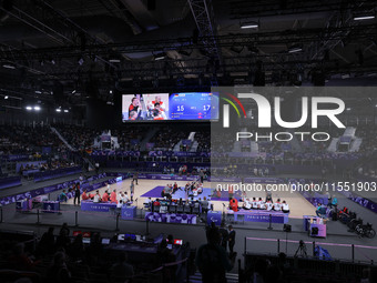 A general view of the match as Men's Sitting Volleyball Bronze Medal Match on day nine of the Paris 2024 Summer Paralympic Games at North Pa...