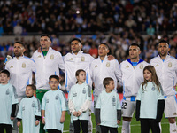 Argentina players during anthems before the FIFA World Cup 2026 Qualifier match between Argentina and Chile at Estadio Mas Monumental Antoni...