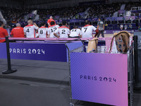 A general view of the match as Men's Sitting Volleyball Bronze Medal Match on day nine of the Paris 2024 Summer Paralympic Games at North Pa...