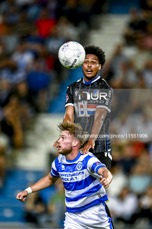 De Graafschap player Arjen van der Heide and FC Eindhoven player Terrence Douglas during the match De Graafschap vs. Eindhoven at Stadium De...