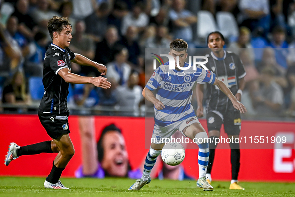 FC Eindhoven player Dyon Dorenbosch and De Graafschap player Ibrahim El Kadiri during the match between De Graafschap and Eindhoven at Stadi...